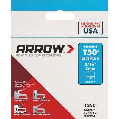 Arrow T50 Heavy-Duty Staple, 5/16 In. (1250-Pack)