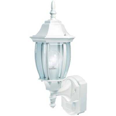 Heath Zenith White Incandescent Dusk-To-Dawn/Motion Activated Outdoor Wall Light Fixture